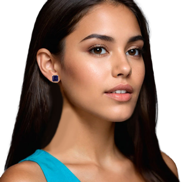 Blue Tanzanite Asscher Earrings