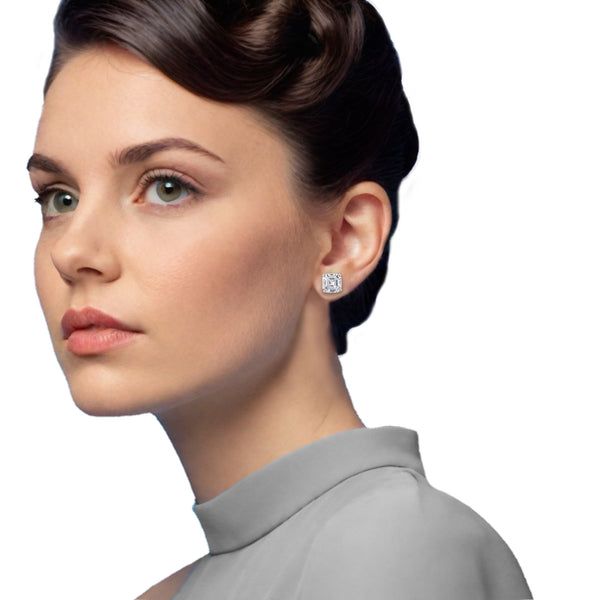 Asscher-ed Diamond Earrings